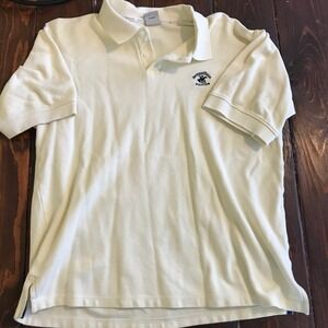 Beverly Hills Polo Club Mens Large Cream Cotton Pique Short Sleeve Polo Shirt L
